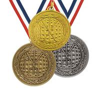 Trophy Monster Embossed Metal 50mm Golf Ball Laurel Medal and Ribbon Thick Heavyweight | Gold, silver or bronze