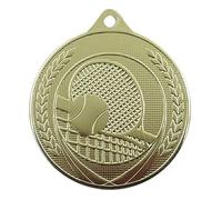 Trophy Monster Embossed Metal 50mm Tennis Champion Medal and FREE Ribbon Made from Iron | Classic Gold