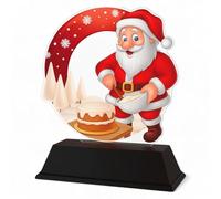 Trophy Monster Father Christmas Santa Bake Off Award Gift Free Engraved Plate | for Clubs, Events & Company | Made from Printed Acrylic | Buy in 3 sizes (130mm-170mm)