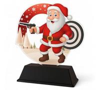 Trophy Monster Father Christmas Santa Pistol Shooting Award Gift Free Engraved Plate | for Clubs, Events & Company | Made from Printed Acrylic | Buy in 3 sizes (130mm-170mm)