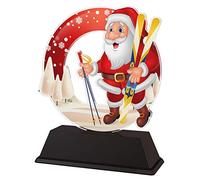 Trophy Monster Father Christmas Santa Skiing Award Gift Free Engraved Plate | for Clubs, Events & Company | Made from Printed Acrylic | Buy in 4 sizes (130mm)
