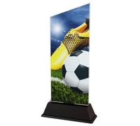 Trophy Monster Football Peak Acrylic Award - Elite High-Gloss Professional Trophy for Clubs & Leagues - Vibrant Stadium Graphic - Free Engraved Plate - Available in 4 Sizes