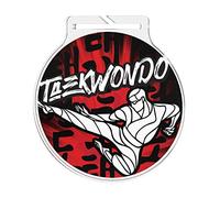 Trophy Monster Large Taekwondo Medal with Ribbon Bulk Medal Deal | for Clubs & Party | Made from Printed Acrylic | 60mm (Red Ribbon)
