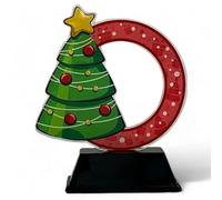 Trophy Monster Modern Christmas Tree Award Free Engraved Plate | Bulk Trophies Deal | for Events & Families | Made from Printed Acrylic (3 sizes)