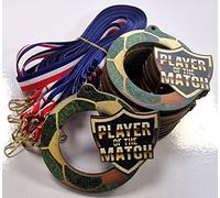 Trophy Monster Pack of 10x Eco Friendly Wooden Football Player of The Match Medals with Ribbons Size 60mm | Made from Sustainable Printed 4mm Thick Birch Plywood