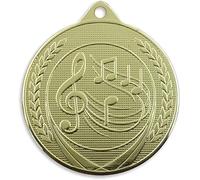 Trophy Monster Pack of 10x Gold Embossed Music Medals with FREE Clip-on Ribbons 50mm stamped iron | Bulk Pack Quantity Deal