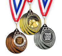 Trophy Monster Pack of 10x Metal 50mm Boxing Vortex Medals & Ribbons Standard emblem or your logo FREE | Personalised | Bulk Pack Quantity Deals 50,100,250 or 500 | Gold, silver or bronze