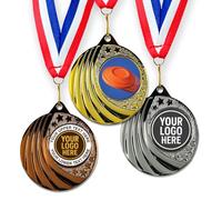 Trophy Monster Pack of 10x Metal 50mm Clay Pigeon Disc Vortex Medals & Ribbons Standard emblem or your logo FREE | Personalised | Bulk Quantity Deals 50,100,250 or 500 | Gold, silver or bronze