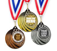 Trophy Monster Pack of 10x Metal 50mm Frontline Hero Vortex Medals & Ribbons Standard emblem or your logo FREE | Personalised | Bulk Pack Deals 50,100,250 or 500 | Gold, silver or bronze