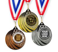 Trophy Monster Pack of 10x Metal 50mm Netball Cup Winners Vortex Medals & Ribbons Standard emblem or your logo FREE | Personalised | Bulk Deals 50,100,250 or 500 | Gold, silver or bronze