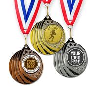 Trophy Monster Pack of 10x Metal 50mm Rugby Female Vortex Medals & Ribbons Standard emblem or your logo FREE | Personalised | Bulk Pack Quantity Deals 50,100,250 or 500 | Gold, silver or bronze