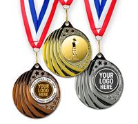 Trophy Monster Pack of 10x Metal 50mm Scottish Dancing Vortex Medals & Ribbons Standard emblem or your logo FREE | Personalised | Bulk Pack Deals 50,100,250 or 500 | Gold, silver or bronze