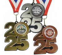 Trophy Monster Pack of 10x Metal 70mm 2025 3 Peaks Challenge Medals & Ribbons Standard emblem or your logo FREE | Personalised | Bulk Pack Quantity Deals | Heavy Stainless Steel