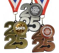 Trophy Monster Pack of 10x Metal 70mm 2025 Dance Medals & Ribbons Standard emblem or your logo FREE | Personalised | Bulk Pack Quantity Deals | Heavy Stainless Steel