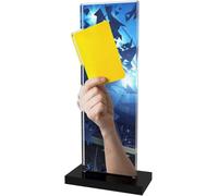 Trophy Monster Perspective Football Referee Yellow Card Award Free Engraved Plate | Bulk Trophies Deal | for Clubs & Leagues | Made from Printed Acrylic (3 sizes) (180mm)
