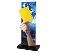 Trophy Monster Perspective Football Referee Yellow Card Award Free Engraved Plate | Bulk Trophies Deal | for Clubs & Leagues | Made from Printed Acrylic (3 sizes) (200mm)