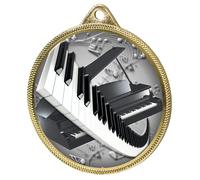 Trophy Monster Piano and Keyboard Medal & FREE Ribbon for Schools & Events | Made from Metal with 3D Texture Print | 55mm | (Gold, Silver or Bronze)