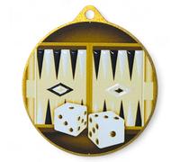 Trophy Monster Quantum Backgammon Gold Stainless Steel Medal & FREE Ribbon | Full Colour HD Print | Available in 50mm, 60mm, 70mm or 80mm | Choice of 1.5mm or 2.5mm Thickness