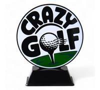Trophy Monster Quantum Crazy Golf Trophy - Black Acrylic Award with Full Colour Print | 4 Sizes 120-160mm | Personalised with Engraved Plate for Clubs, Events & Competitions