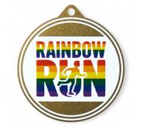 Trophy Monster Quantum Rainbow Run Gold Stainless Steel Medal & FREE Ribbon | Full Colour HD Print | Available in 50mm, 60mm, 70mm or 80mm | Choice of 1.5mm or 2.5mm Thickness