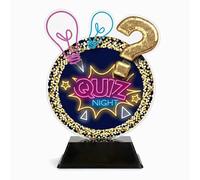 Trophy Monster Quiz Night Trophy with Free Engraved Plate - Printed Acrylic Award, Full Colour Design for Club, School, League & Pub Quiz Winners - 3 Sizes