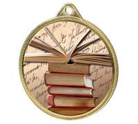 Trophy Monster Reading and Literature Medal & FREE Ribbon Clubs & Schools | Made from Metal with 3D Texture Print | 55mm | (Gold, Silver or Bronze)