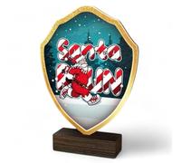 Trophy Monster Real Wood Christmas Santa Run Candy Cane Trophy Shield Gold, Silver or Bronze | FREE Engraved Plate | Made from Sustainable Printed 8mm Thick Birch Plywood | Buy in 8 Sizes