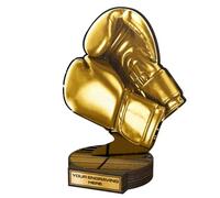Trophy Monster Real Wood Grove Classic Boxing Glove Award Printed Gold, Silver or Bronze | FREE Engraved Plate | Made from Sustainable Printed 8mm Thick Birch Plywood | 160mm - Buy in 5 Sizes