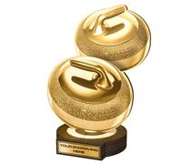 Trophy Monster Real Wood Grove Classic Curling Award Printed Gold, Silver or Bronze | FREE Engraved Plate | Made from Sustainable Printed 8mm Thick Birch Plywood | 160mm - Buy in 5 Sizes