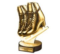 Trophy Monster Real Wood Grove Classic Ice Skating Boots Award Printed Gold, Silver or Bronze | FREE Engraved Plate | Made from Sustainable Printed 8mm Thick Birch Plywood | 160mm - Buy in 5 Sizes