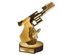 Trophy Monster Real Wood Grove Classic Pistol Shooting Award Printed Gold, Silver or Bronze | FREE Engraved Plate | Made from Sustainable Printed 8mm Thick Birch Plywood | 160mm - Buy in 5 Sizes