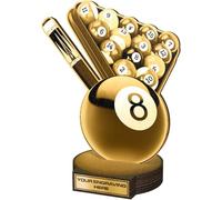 Trophy Monster Real Wood Grove Classic Pool Award Printed Gold, Silver or Bronze | FREE Engraved Plate | Made from Sustainable Printed 8mm Thick Birch Plywood | 160mm - Buy in 5 Sizes