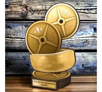 Trophy Monster Real Wood Grove Classic Weightlifting Award Printed Full Colour | FREE Engraved Plate | Made from Sustainable Printed 8mm Thick Birch Plywood | 160mm - Buy in 5 Sizes