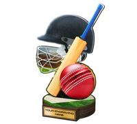 Trophy Monster Real Wood Grove Cricket Award Printed Full Colour | FREE Engraved Plate | Made from Sustainable Printed 8mm Thick Birch Plywood | 160mm - Buy in 5 Sizes