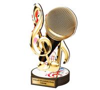 Trophy Monster Real Wood Grove Music Karaoke Singing Award Printed Full Colour | FREE Engraved Plate | Made from Sustainable Printed 8mm Thick Birch Plywood | 160mm - Buy in 5 Sizes