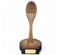 Trophy Monster Real Wood Grove Wooden Spoon Last Place Award FREE Engraved Plate | Made from Sustainable Printed 8mm Thick Birch Plywood | Matching Printed Base | 220mm - Buy in 3 Sizes