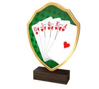 Trophy Monster Real Wood Poker Cards Trophy Shield Gold, Silver or Bronze | FREE Engraved Plate | Made from Sustainable Printed 8mm Thick Birch Plywood | Buy in 8 Sizes