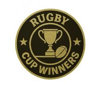 Trophy Monster Rugby Cup Winners Trophy and Medal Centres Pack of 25x Flat or Acrylic Domed Vinyl Inserts | Emblem or Your OWN LOGO | 25mm or 50mm | (4 pack sizes)