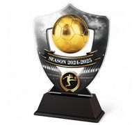 Trophy Monster Silver & Gold Football 2024-25 Award Engraved Plate Included | for Squads, Clubs & Leagues | Full Colour Printed Acrylic (Buy in 11 Colours, 5 Sizes) (100-200mm)