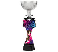 Trophy Monster Times Table Rock Stars Boys Silver Cup Guitar Award Free Engraved Plate | for School Prizes | Made from Printed Acrylic | Buy in 3 sizes 285-350mm