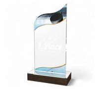 Trophy Monster United Acrylic & Wood Fusion Ice Hockey Award Free Engraved Plate & Front Customisation | for Clubs & Leagues | Made from Printed Acrylic & Real Birch Wood (3 sizes)