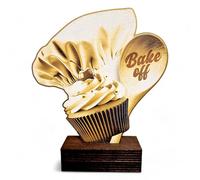 Trophy Monster Wooden Classic Sierra Bake Off Trophy Antique Gold | Made from Sustainable Printed 8mm Thick Birch Plywood | Size (175mm)