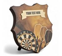 Trophy Monster Wooden Darts Award Shield | Heraldic Design Printed Classic Sepia | FREE Engraved Plate | Made from Sustainable Printed 15mm Thick Birch Plywood | 5 sizes 100-200mm