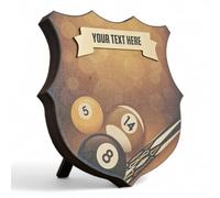 Trophy Monster Wooden Pool Award Shield | Heraldic Design Printed Classic Sepia | FREE Engraved Plate | Made from Sustainable Printed 15mm Thick Birch Plywood | 5 sizes 100-200mm