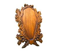 Trophy Shield Wooden Solid Beech Board for Hunting Trophies Antler Like Wild Boar, Deer, Goats (Rustic Oak)
