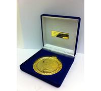Trophy Showroom 70mm Diameter Gold Football Medal with Presentation Case,FREE engraving upto 60 characters