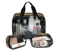 Trophy Soccer Galaxy Travel Makeup Bag for Women Men, Galaxy Space Translucent Cosmetic Bags 3 Pcs Large Shower Wash Pouch Toiletry Cosmetic Toiletries Organizer