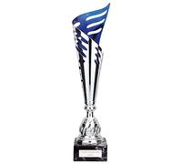Trophy Superstore Atlantis Silver & Blue Laser Cup - Free Engraving - Marble Base - 470mm