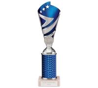 Trophy Superstore Hurricane Tower Silver & Blue Multisport Award Trophy - Free Engraving - Marble Base - 245mm D-60x16