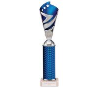 Trophy Superstore Hurricane Tower Silver & Blue Multisport Award Trophy - Free Engraving - Marble Base - 295mm D-60x16